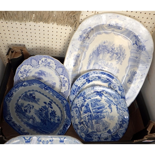 57 - A qty of mic mainly 19thC blue & white to inc Spode, Don etc