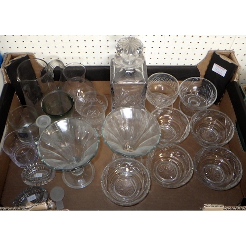 60 - Three boxes of various glass ware to inc decanters, etc (3)