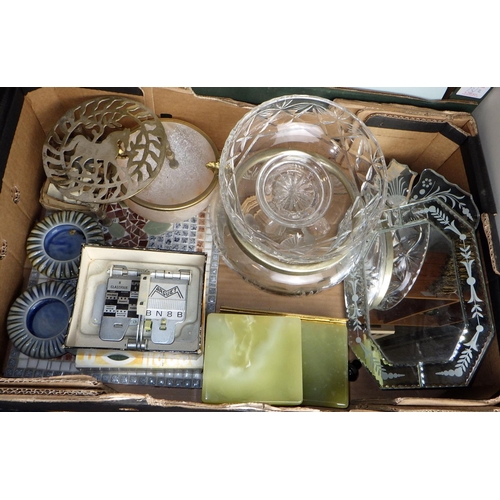 73 - Two boxes of mainly glass ware to inc Orrefors, onyx boxes etc (2)