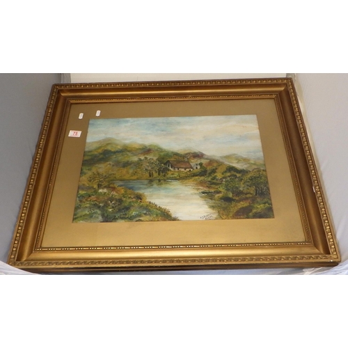 75 - A.J. Barber 24.2.23 signed landscape watercolour 84 x 66cm inc frame