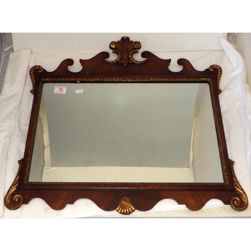 76 - A GIII style reproduction mahogany mirror 68 x 64cm