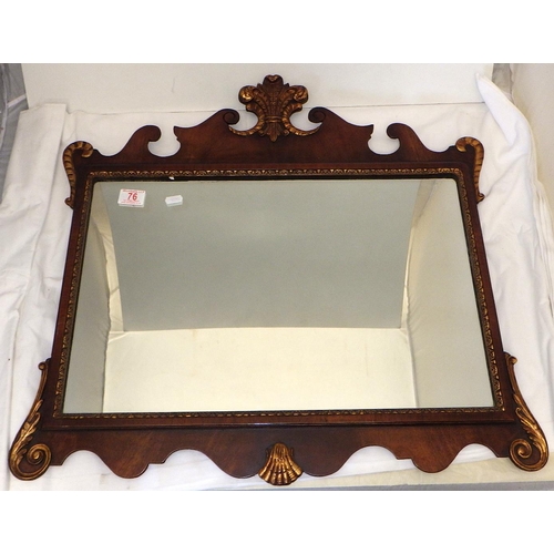 76 - A GIII style reproduction mahogany mirror 68 x 64cm