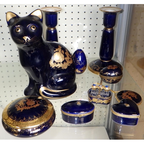 101 - A group of blue gilded Limoges ceramics