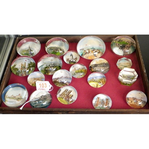103 - A qty of early 20thC souvenir paperweights