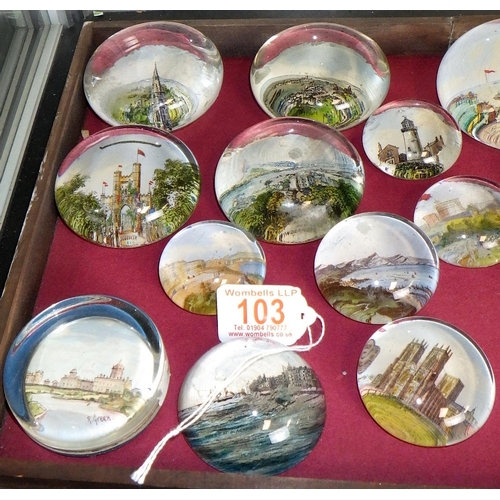 103 - A qty of early 20thC souvenir paperweights