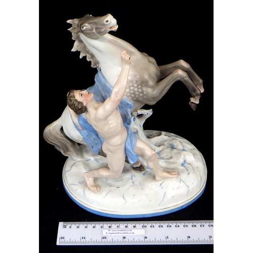 114 - A large restored Meissen centre piece together with a 