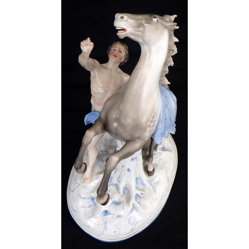 114 - A large restored Meissen centre piece together with a 