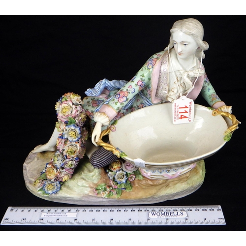 114 - A large restored Meissen centre piece together with a 