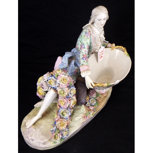 114 - A large restored Meissen centre piece together with a 