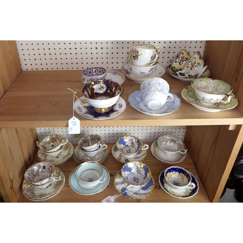88 - A group of 19thC and later tea cups and saucers to inc Rockingham, Paragon etc