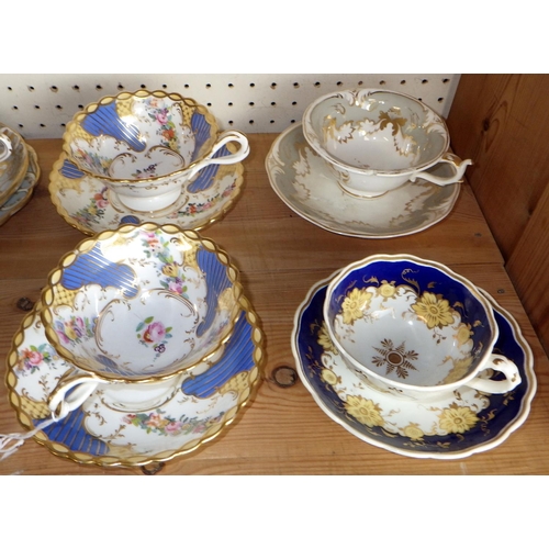 88 - A group of 19thC and later tea cups and saucers to inc Rockingham, Paragon etc