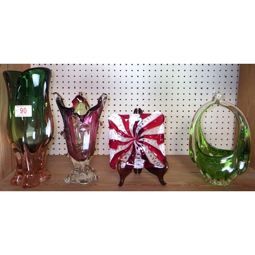 90 - Four pieces of Murano art glass (4)