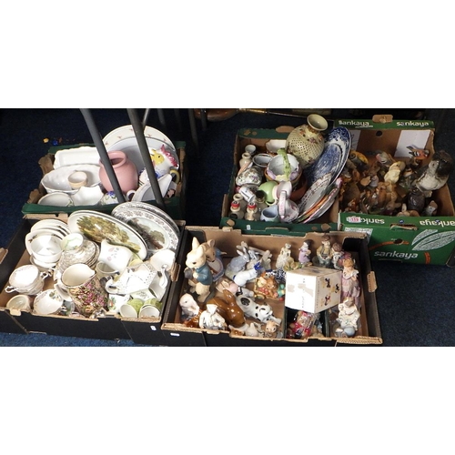 119 - Five boxes of misc ceramics to inc animal figures, tea ware etc (5)