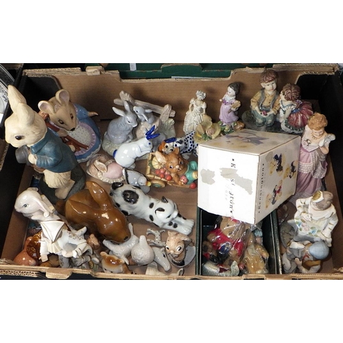 119 - Five boxes of misc ceramics to inc animal figures, tea ware etc (5)