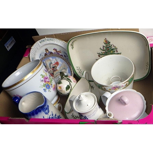 120 - Two boxes of misc collectables to inc wall plates, Spode, etc (2)