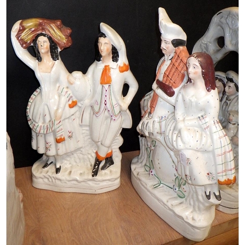 123 - A qty of misc Staffordshire figures & spill vases  AF