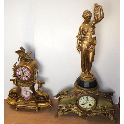 136 - Two French ormulo mounted mantle clocks af (2)