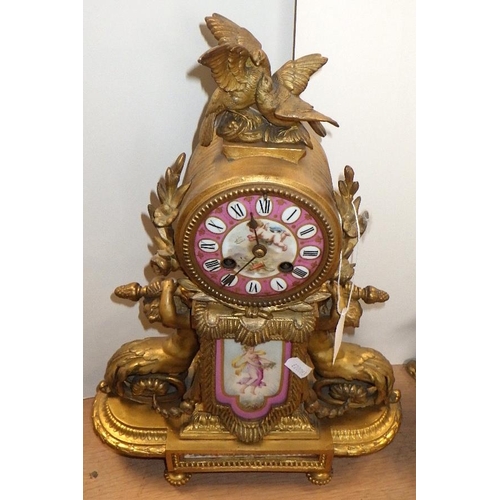 136 - Two French ormulo mounted mantle clocks af (2)