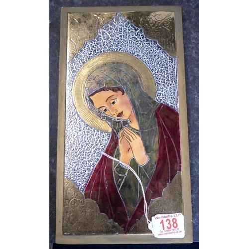 138 - A Royal Porcelain Bavaria KM virgin Mary tile