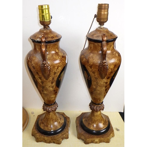 148 - A pair of modern table lamps and a large gilt stand (3)