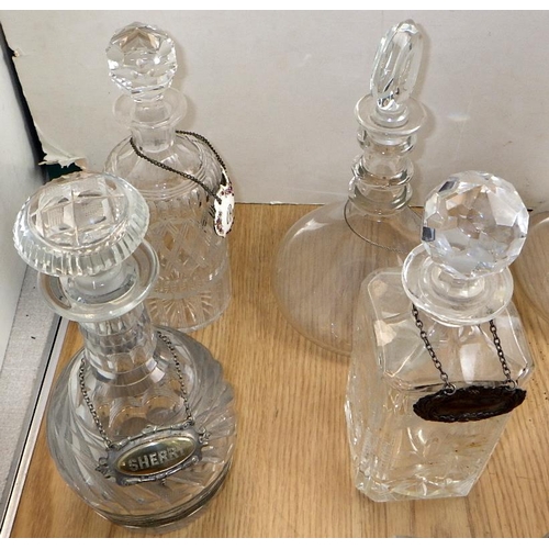 161 - A group of various decanters together with a silver plated stand