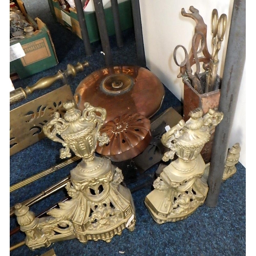 165 - A mid-Victorian coal bucket af together with further fire accessories & a compendium (qty)