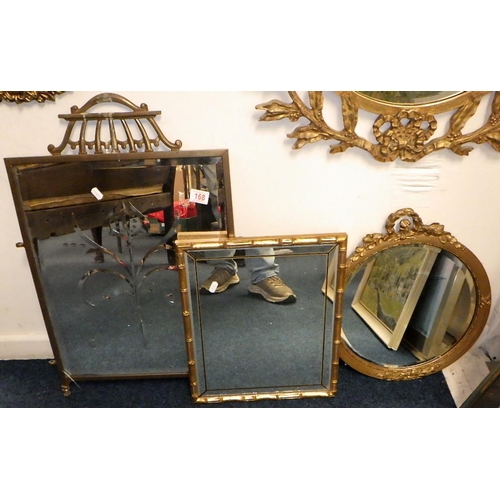 168 - A small circular bevelled mirror together with two further mirrors (3)