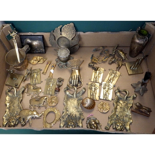 171 - Two boxes of misc brass wares to inc frames, mounts etc (2)