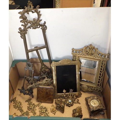 171 - Two boxes of misc brass wares to inc frames, mounts etc (2)