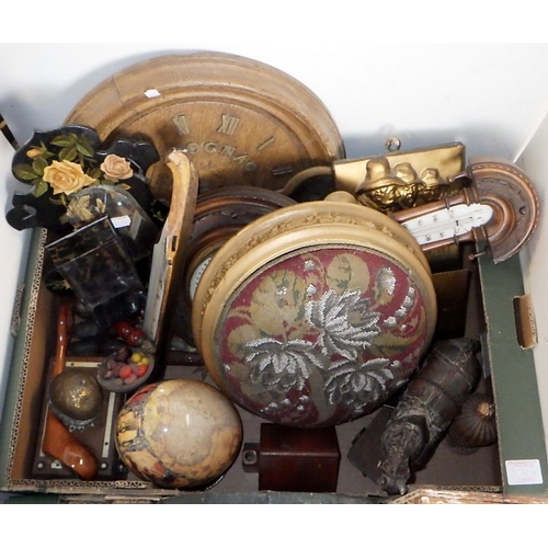 174 - Two boxes of misc collectables to inc pull-along horse, beadwork stool, books etc (2)