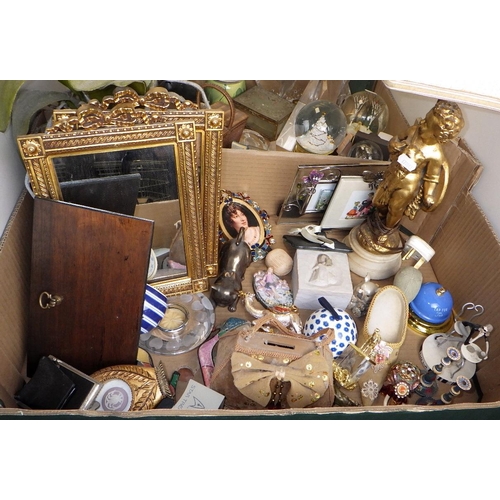 178 - Two boxes of misc collectables to inc Mats Johanson glass sculptures, snow globes etc (2)