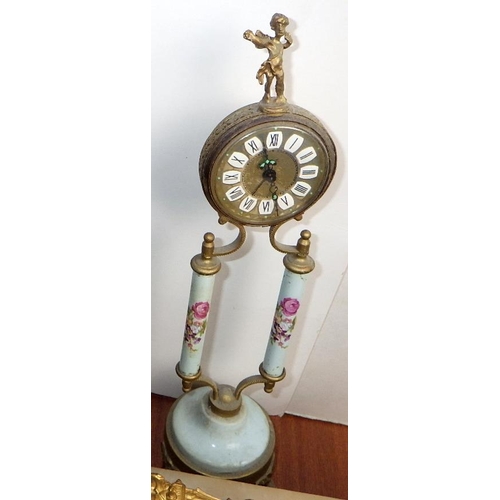 180 - An ormulo mounted mantle clock together with a slate & marble clock and further clocks AK (6)