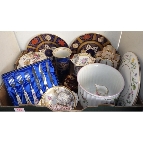 189 - A group of misc ceramics to inc, Caverswall Imari pattern plates, Dawen Wang & Bradford Exchange clo... 