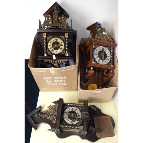 226 - Three Dutch style gilt mounted wall clocks