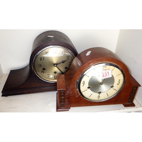 231 - Two Westminster chime mantle clocks (2)