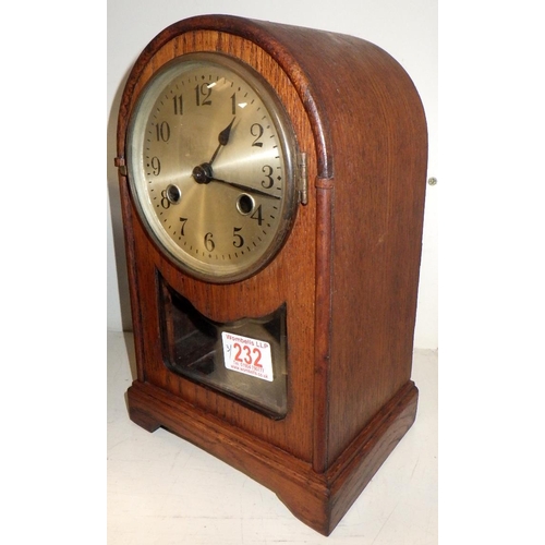 232 - A striking dome top mantle clock together with two further clocks (3)