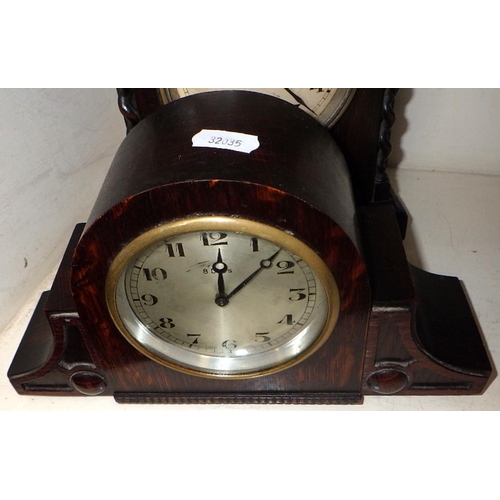 232 - A striking dome top mantle clock together with two further clocks (3)