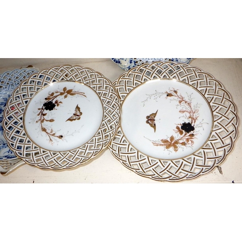 246 - A pair of early 20thc Meissen blue & white circular ribbon plates together with three further ribbon... 