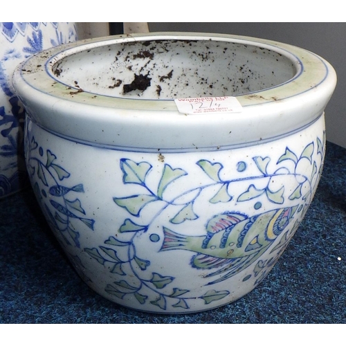 12 - A pair of Chinese ceramic planters 26cm tall together with two further planters (4)