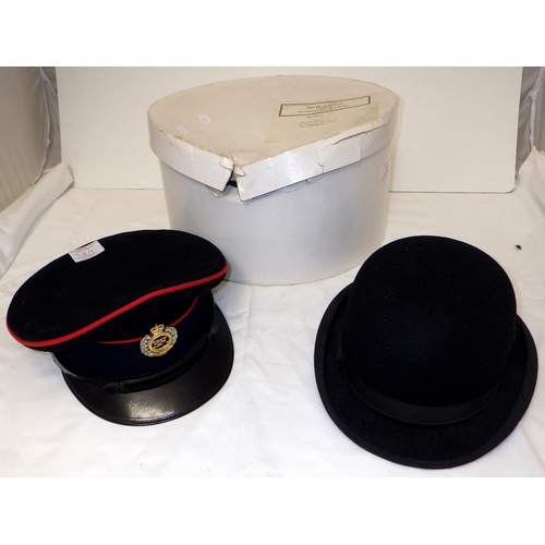 38 - A Herbert Johnson Bond St Bowler hat together with a Royal Engineers hat (2)