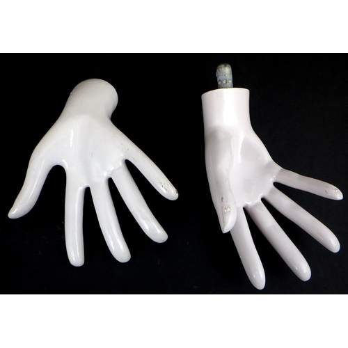 8 - A ceramic display hand together with a similar plastic hand AF (2)