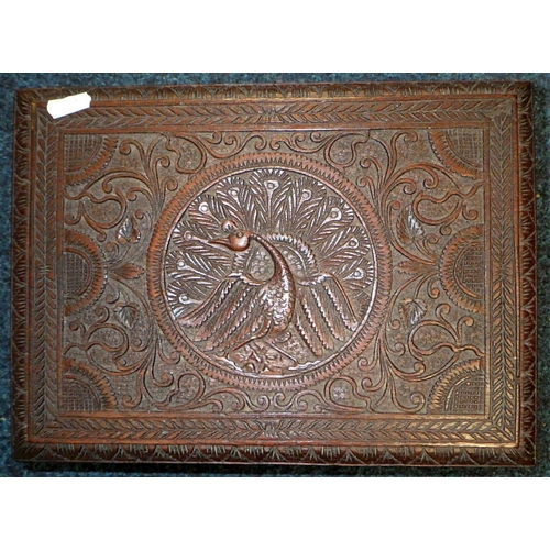 258 - A carved Indian hardwood box 30cm wide