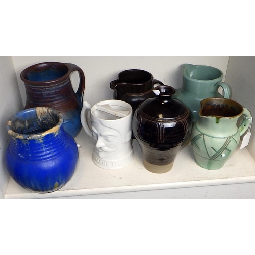 265 - An Art pottery vase JS, together with further jugs etc