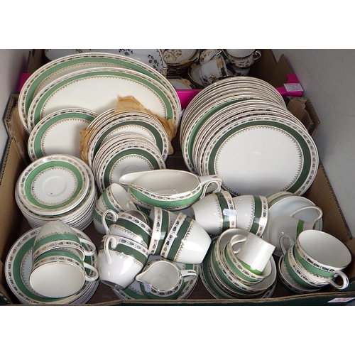 372 - Two boxes of misc ceramics to inc Crown Ducal table ware, Tuscan tea ware etc (2)