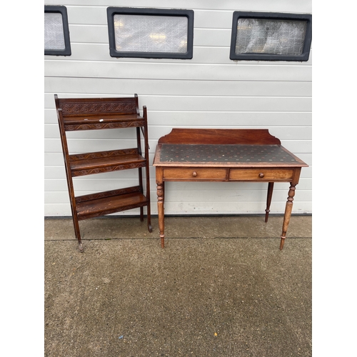 871 - A Victorian mahogany side table together with a oak open bookcase AF (2)