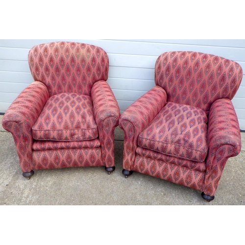 786 - A pair of 1930's upholstered easy chairs