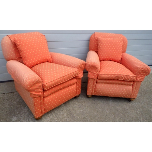 787 - A pair of 1930's upholstered easy chairs