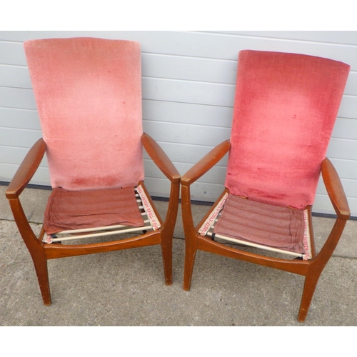 806 - A pair of Parker Knoll easy chair frames