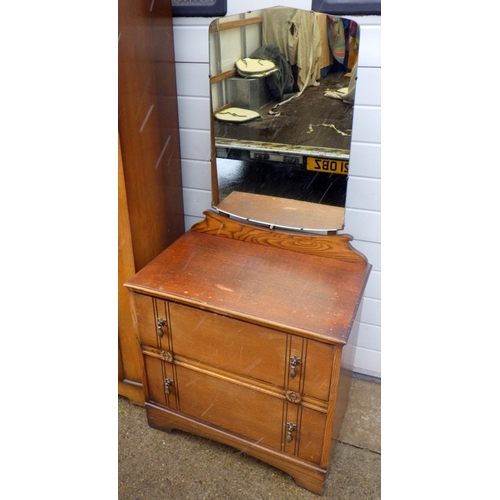 863 - An oak/ply single wardrobe, 78cm wide & matching dressing chest (2)