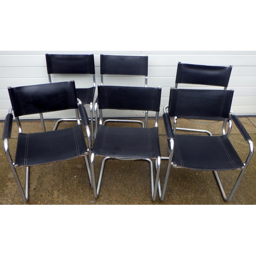 875 - A set of 6 Habitat (4+2) chrome dining chairs